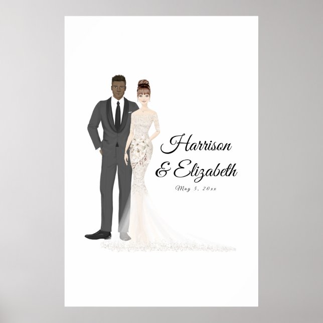 Póster Alternativa de libro de invitado de Boda de pareja (Frente)