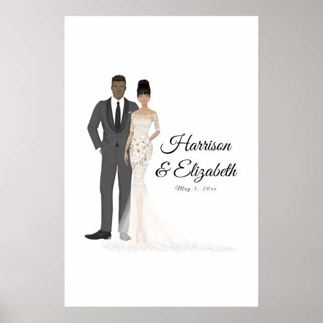 Póster Alternativa de libro de invitado de Boda de pareja (Frente)