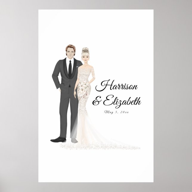 Póster Alternativa de libro de invitados de boda para par (Frente)