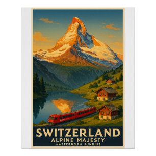 Póster Alteza alpina - Amanecer de Matterhorn