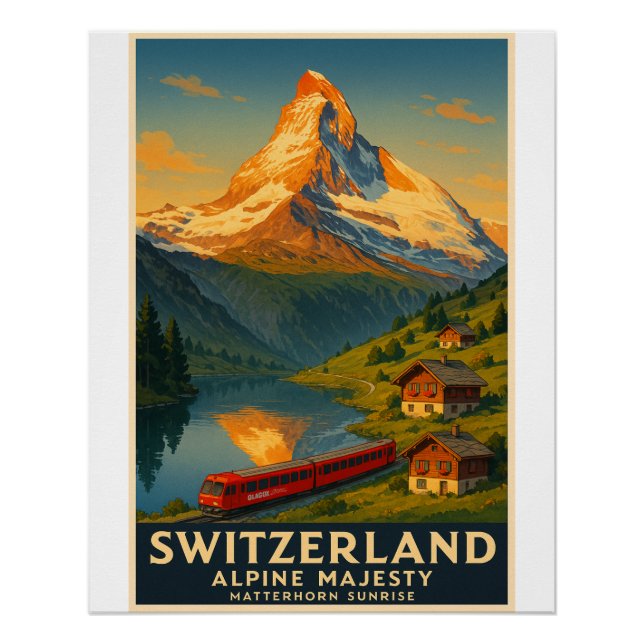 Póster Alteza alpina - Amanecer de Matterhorn (Anverso)
