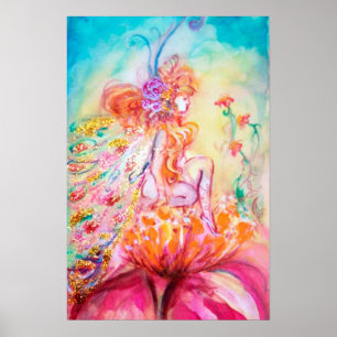 Póster ALTHEA /Hada Caprichosa en la Flor Rosa