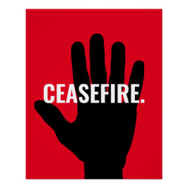 Póster Alto al fuego blanco negro mano dura contra la gue