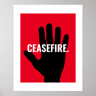 Póster Alto al fuego blanco negro mano dura contra la gue