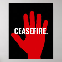 Póster Alto al fuego blanco negro rojo paro la mano contr
