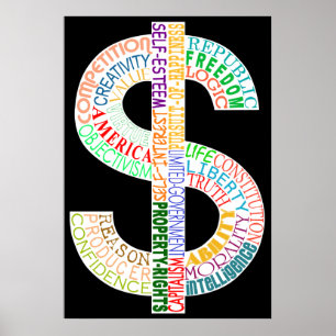 Póster Alto poster del Rótulo de dólar del Res