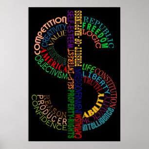 Póster Alto poster del Rótulo de dólar del Res