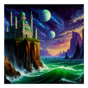 Póster Alto sobre el verde de los océanos