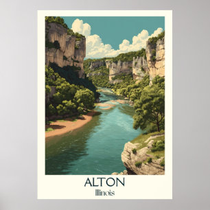 Póster Alton Illinois Vintage River Bluffs Travel Art