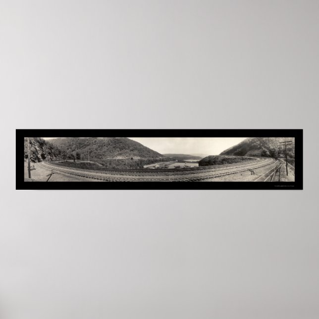 Póster Altoona PA Horseshoe Curve RR Foto 1934 (Frente)