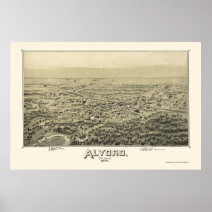 Póster Alvord, TX Panoramic Map - 1890