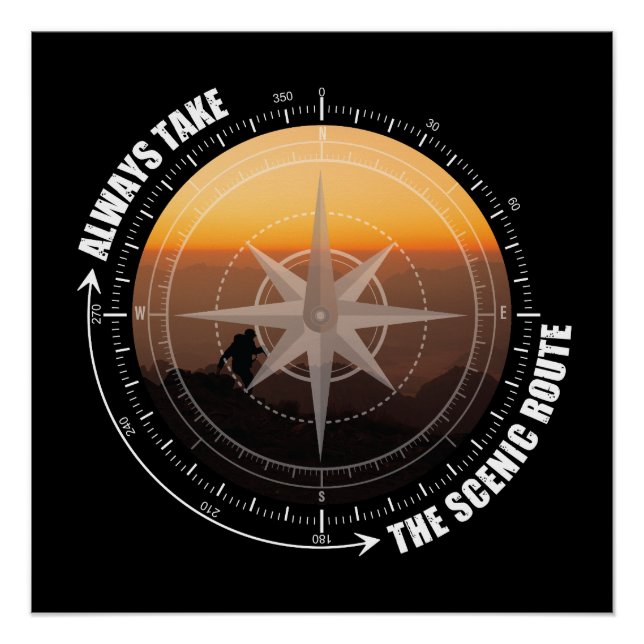 Póster Always Take The Scenic Route Hiking Lovers  (Anverso)