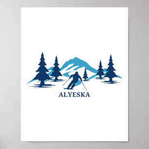 Póster Alyeska Alaska Resort de Esquí Esquí Esquiad@r