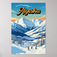Alyeska Alaska Winter Travel Art Vintage