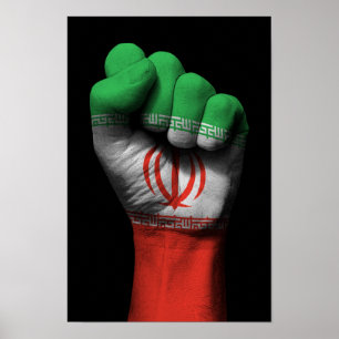 Póster Alza el puño apretado con bandera iraní