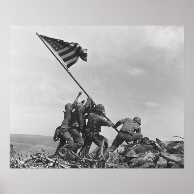 Póster Alzando la bandera en Iwo Jima por Joe Rosenthal (Frente)