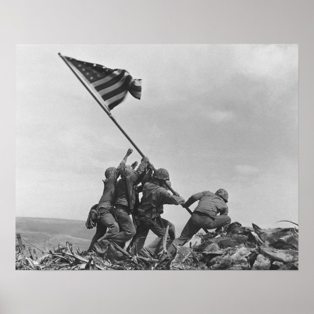 Póster Alzando la bandera en Iwo Jima por Joe Rosenthal (Frente)