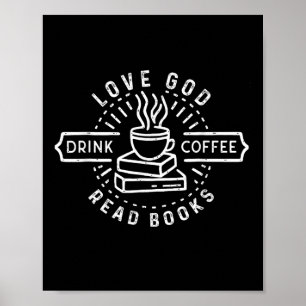 Póster Ama a Dios Bebe Café Lee Libros Amantes Vintage Ch