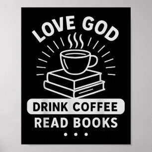 Póster Ama a Dios Café Libros Lectores Cristianos Vintage