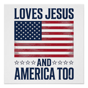 Póster Ama a Jesús y a América también Camiseta Cristiana