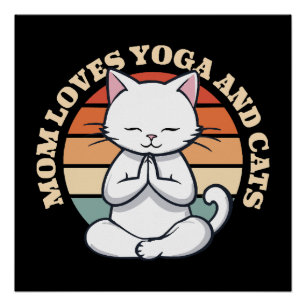 Póster Ama a los gatos y el yoga