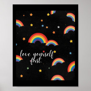 Póster Ama a ti mismo primer Pegatina del Orgullo Arcoiri