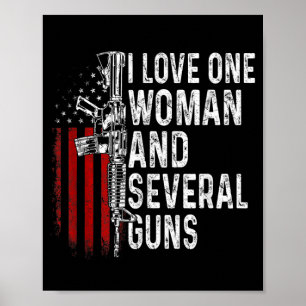 Póster Ama a una mujer y varias pistolas divertido esposo
