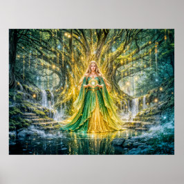 Póster Ama bajo el Árbol del Mundo Fantasía Encantada