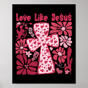 Póster Ama Como Jesús Negro Boho Moderno Religioso Dios C