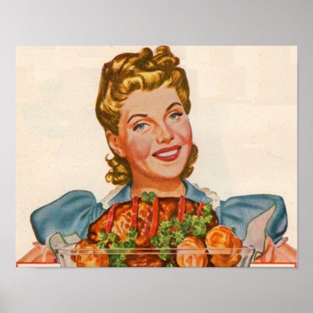 Póster ama de casa orgullosa con la creación de su cena (Frente)