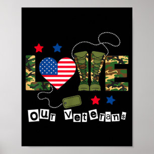 Póster Ama el día de los veteranos orgullosa bandera amer