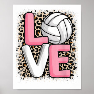 Póster Ama el estampado de leopardo de voleibol mujeres c