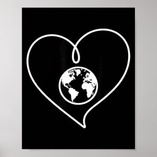 Póster Ama el planeta tierra corazón globo minimalista