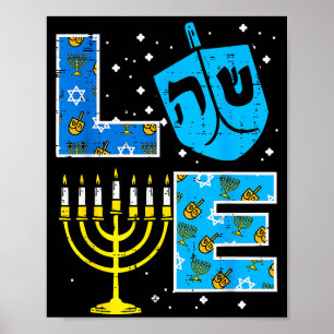 Póster Ama Hanukkah Dreidel Menorah Judío Chanukah Hombre