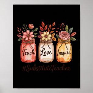 Póster Ama Inspira Enseña Tarro De Vuelta A La Escuela Su