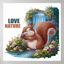 Póster Ama la Naturaleza, Ardilla Divertida