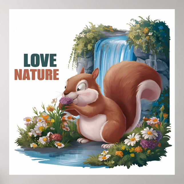Póster Ama la Naturaleza, Ardilla Divertida (Frente)