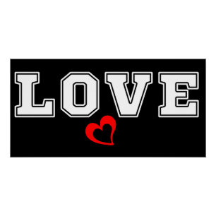 Póster Ama la tipografía en blanco y el corazón rojo senc