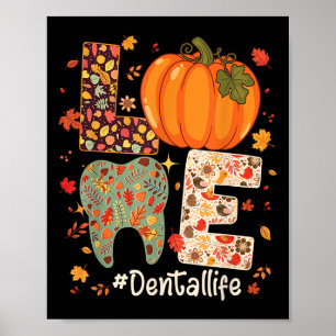 Póster Ama la vida dental Calabaza diente dentista Otoño 