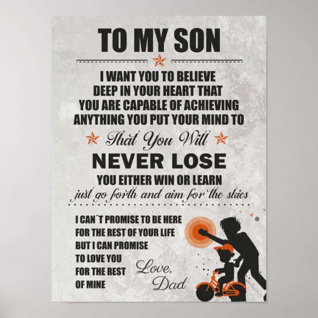 Póster Ama Papá, A Mi Hijo, Papá Hijo La Bicicleta Nunca  (Frente)