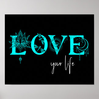 Póster Ama tu vida peces Stars Lotus moon Sun wall Art