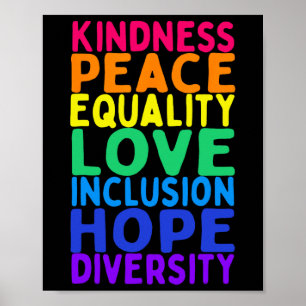 Póster Amabilidad Paz Igualdad Inclusión Diversidad Human