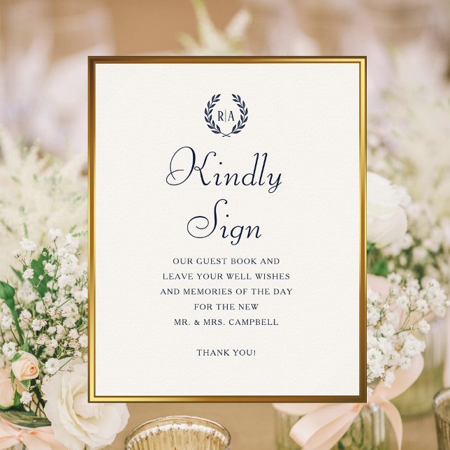 Póster Amablemente Rótulo Monograma Boda Invitado Crema N (Subido por el creador)