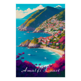 Póster Amalfi Coast Italy Travel Print