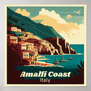 Póster Amalfi Coast Square Vintage