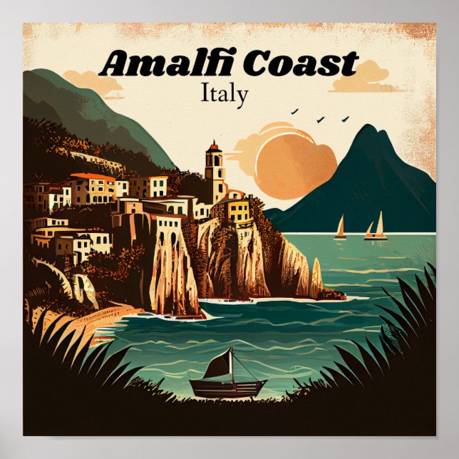 Póster Amalfi Coast Vintage (Frente)