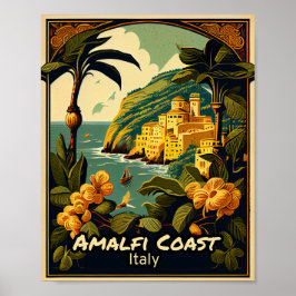 Póster Amalfi Coast Vintage