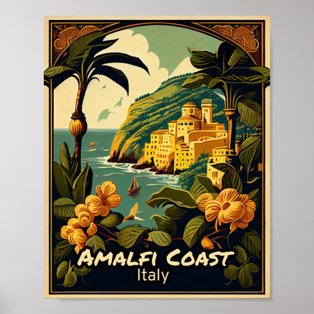 Póster Amalfi Coast Vintage (Frente)