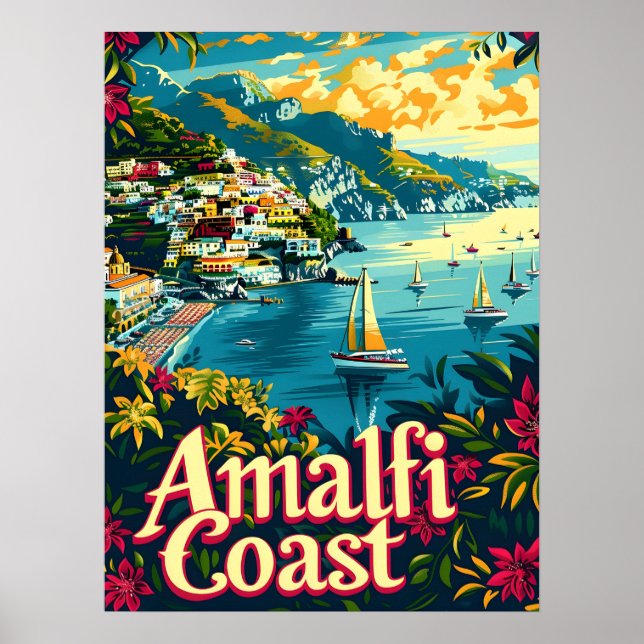Póster Amalfi Coast Vintage (Frente)