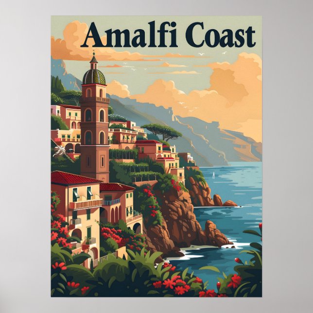 Póster Amalfi Coast Vintage (Frente)